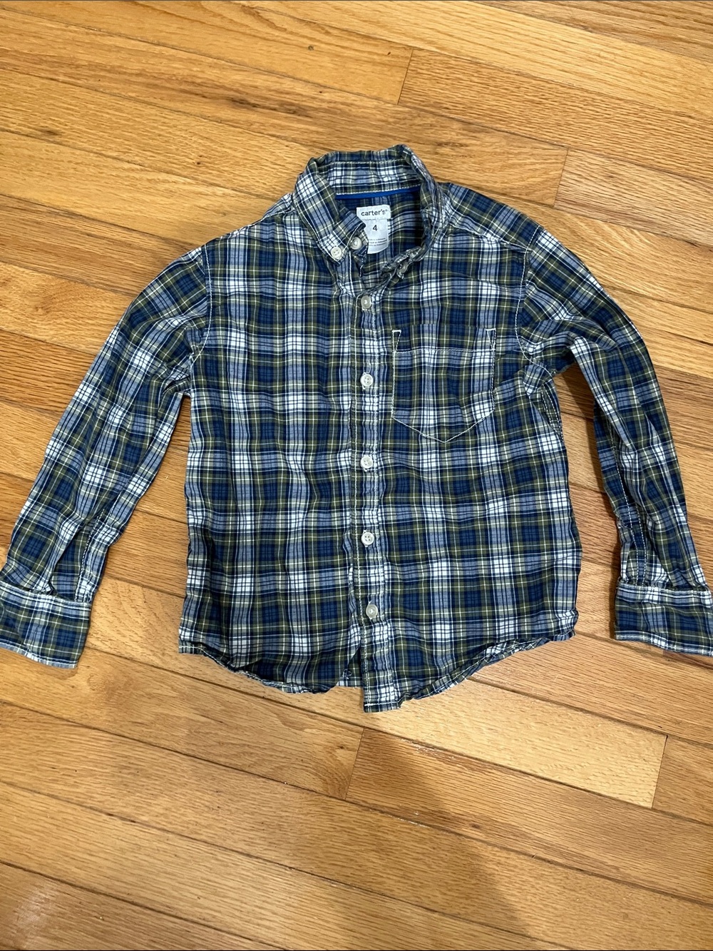 Carter's Green and Blue Plaid Button-Down Shirt